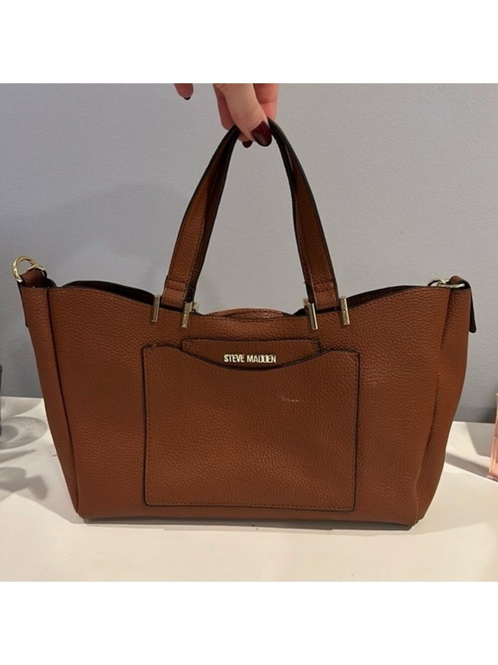 Steve Madden Brown Faux Leather Shoulder Bag/Crossbody Bag with Removable Insert